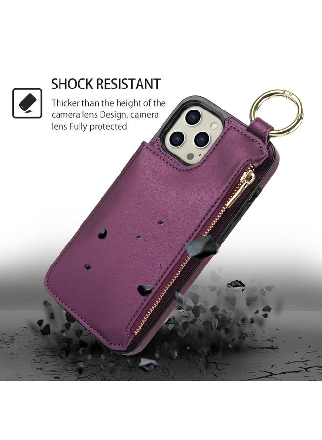 زبون جراب لهاتف iPhone 12 Pro Max RFlD مضاد للسرقة مزود بحلقة مزدوجة وسحاب وبطاقة - Image 2