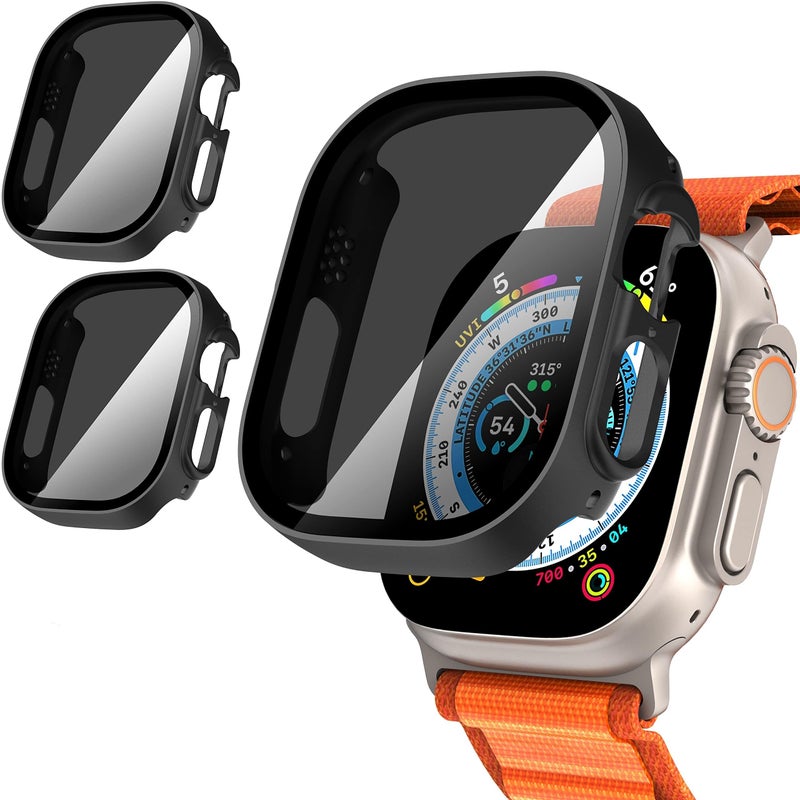 2 Pack Compatible with Apple Watch Ultra 3 49mm Privacy Screen Protector Case, Anti-Peeping, Ultra-Thin Tempered Glass, Black - Image 2