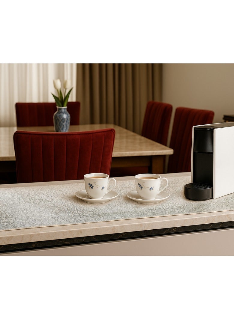 Intex Curtains House Intex Home  Das Design  Linen Rectangle Table Runner Suitable For Reciption , Living Rooms And Kitchen Tables - Elegant Design For Home Décor -  V Shape End - Set Of One Piece - Image 2