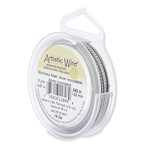 Artistic Wire, 18 Gauge / 1.0 mm Stainless Steel Craft Wire, Round Twist, 5 yd / 4.57 m - Image 1