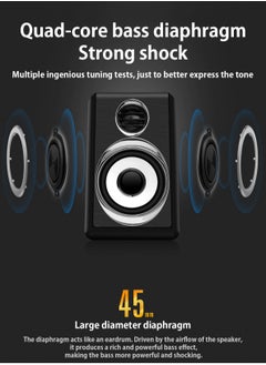 BONKS Computer Stereo 1 Pair USB+AUX Wired Computer Speakers Bass Reinforcement 4 Diaphragm for Laptop Desktop 8W High Power Loudspeaker  - Image 3