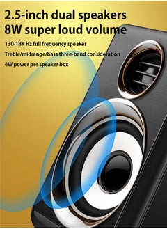 BONKS Computer Stereo 1 Pair USB+AUX Wired Computer Speakers Bass Reinforcement 4 Diaphragm for Laptop Desktop 8W High Power Loudspeaker  - Image 4