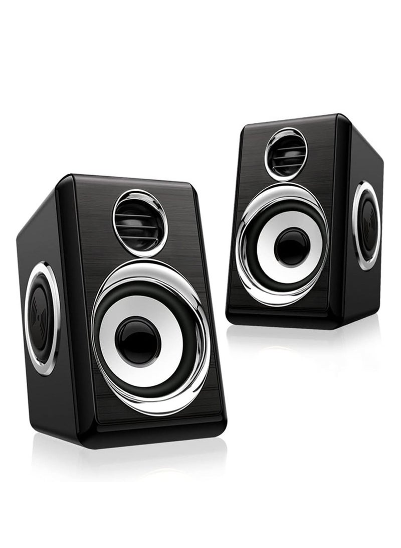 BONKS Computer Stereo 1 Pair USB+AUX Wired Computer Speakers Bass Reinforcement 4 Diaphragm for Laptop Desktop 8W High Power Loudspeaker - Image 1