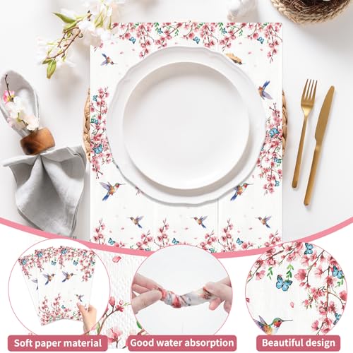 LTWQLing 50 Count Disposable Bathroom Hand Towels, Paper Guest Towels for Bathroom, Butterfly Flower Bird Napkin, Disposable Guest Napkins for Birthday and Holiday Party Supplies - Image 3