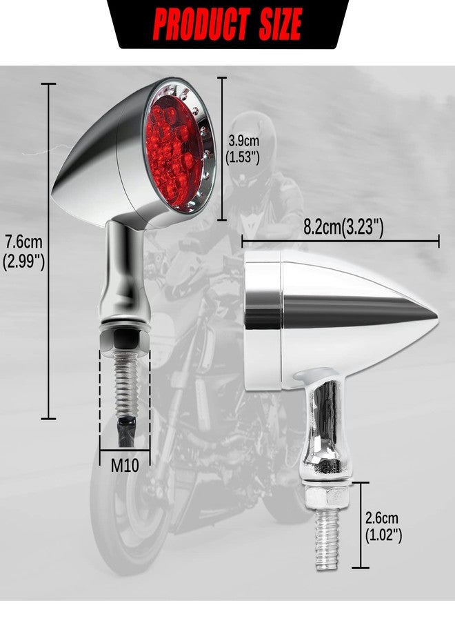 DREAMIZER 2pcs Chrome Bullet 15 LEDs Motorcycle Turn Signal Lights Front and Rear Indicator Lamps Compatible Compatible for Harley Honda Yamaha Cruiser Softail Sportster StreetBike Chopper Bobber - Image 5