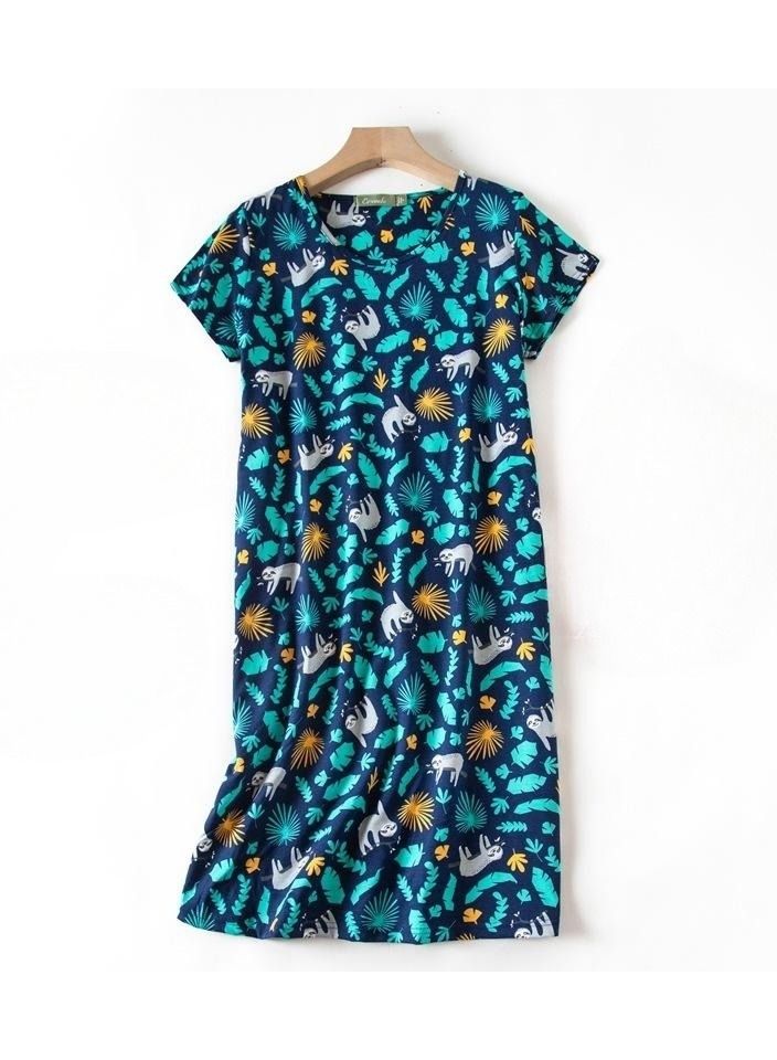 Cute Cartoon Cotton Homewear Knitted Sweet Large Short Sleeve Round Neck Pajamas - Image 1
