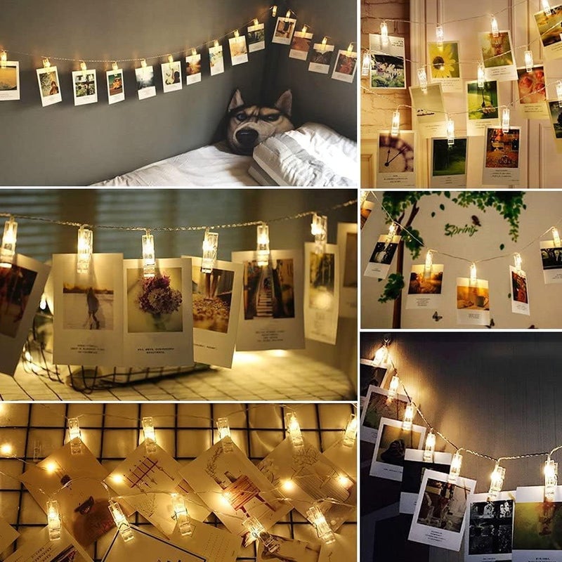 HashWOW ® Plastic 16 Photo Clip Led Light 12 Feet Curtains String Lights Window Curtain Lights Sourced Photo Hanging, Birthday, Festival, Wedding, Party for Home, Patio, Lawn (4 Meter, Warm White) - Image 2