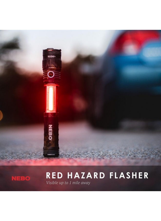 NEBO NEBO SLYDE+ Tactical LED Flashlight, Powerful 400-Lumen Bright Camping Flashlight with Slide-To-Reveal Work Light, Red Hazard Light & Magnetic Base  - Image 2