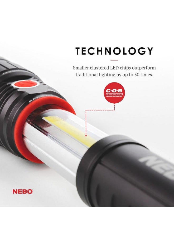 NEBO NEBO SLYDE+ Tactical LED Flashlight, Powerful 400-Lumen Bright Camping Flashlight with Slide-To-Reveal Work Light, Red Hazard Light & Magnetic Base  - Image 3