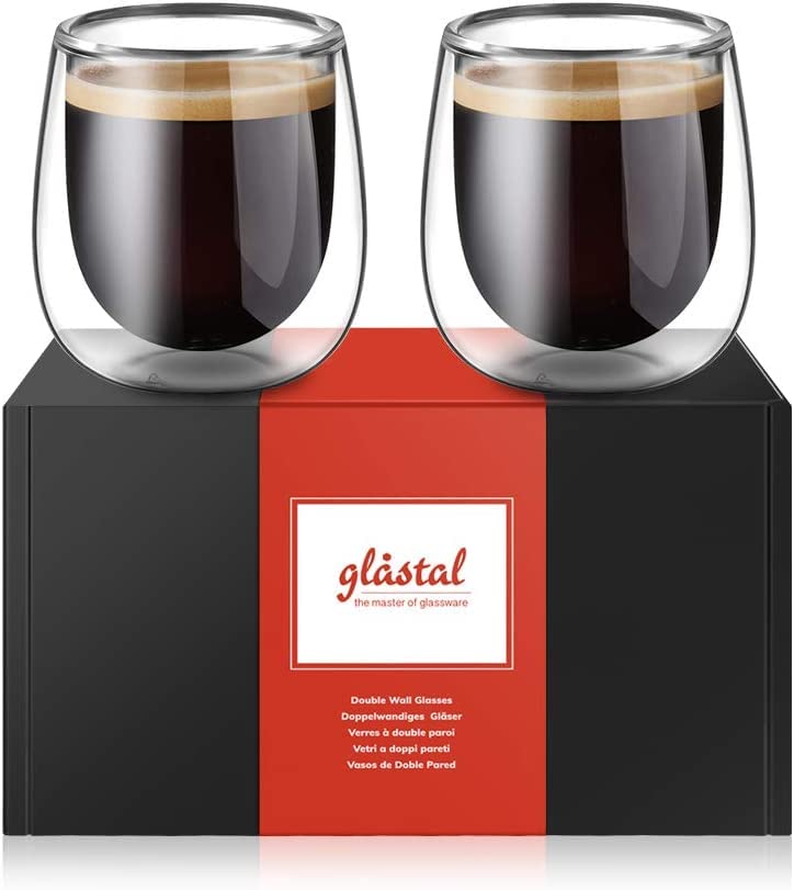 glastal Espresso Cups 4 oz Double Walled Glasses Coffee Mugs Set of 2, Clear Glass Coffee Cups Insulated Espresso Mug 120 ml (full capacity) Borosilicate Double Wall Glass Cup, German Quality - Image 4