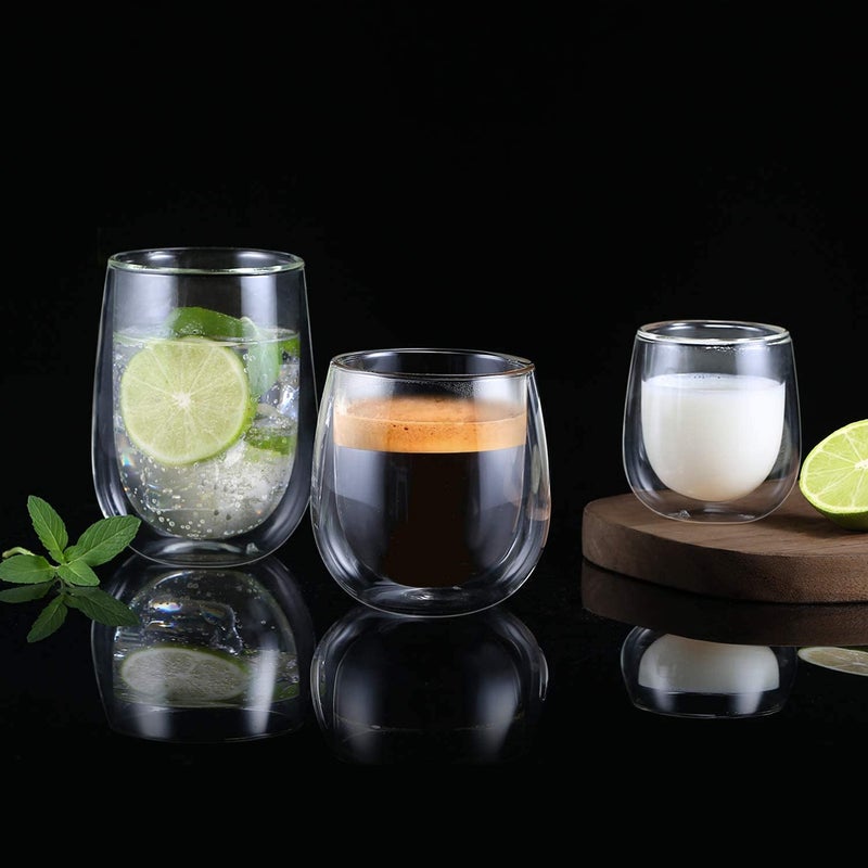 glastal Espresso Cups 4 oz Double Walled Glasses Coffee Mugs Set of 2, Clear Glass Coffee Cups Insulated Espresso Mug 120 ml (full capacity) Borosilicate Double Wall Glass Cup, German Quality - Image 5