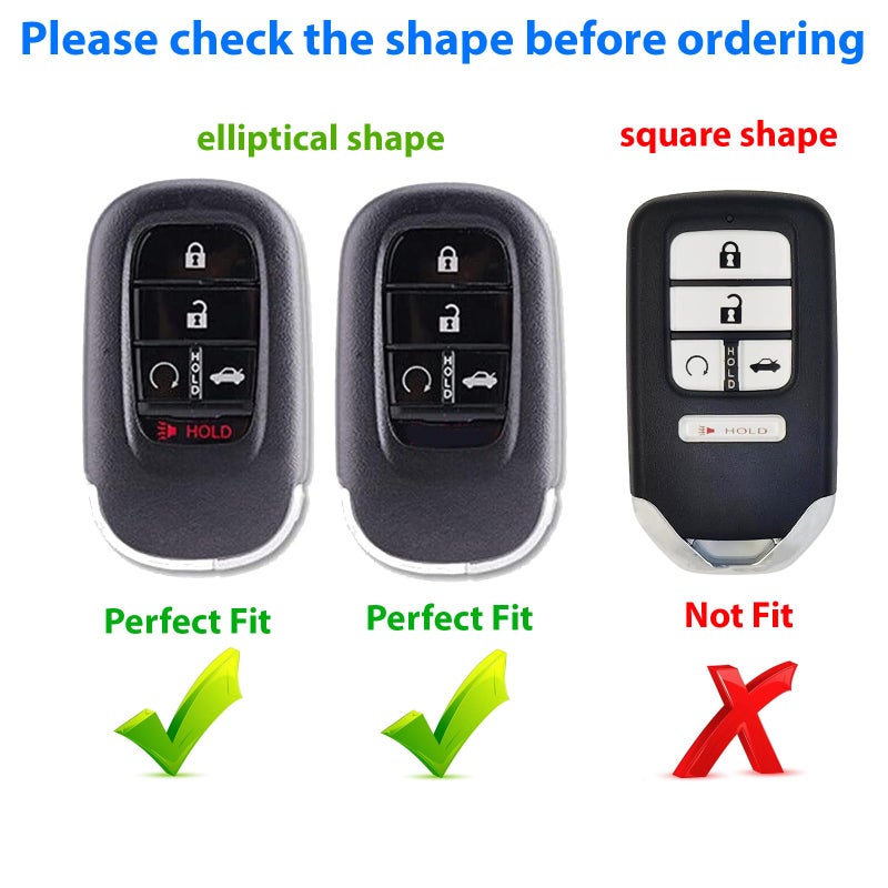 Aoocar 2022 2023 2024 2025 2026 Leather Key Fob Cover, Compatible with Honda Accord Civic HR-V CR-V Pilot Sport SI EX EX-L Touring, No Screw Design Retro Style Smart Key Protector, 4/5 Button(Black) - Image 2