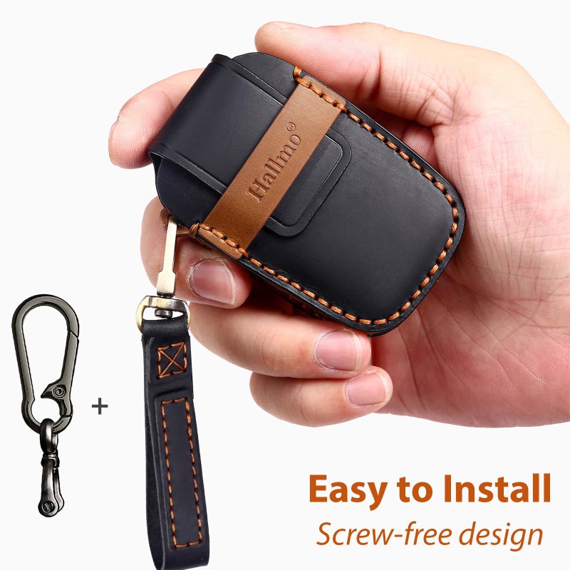 Aoocar 2022 2023 2024 2025 2026 Leather Key Fob Cover, Compatible with Honda Accord Civic HR-V CR-V Pilot Sport SI EX EX-L Touring, No Screw Design Retro Style Smart Key Protector, 4/5 Button(Black) - Image 4