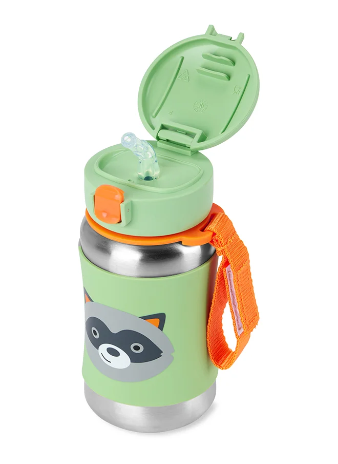 سكيب هوب Zoo Stainless Steel Straw Bottle Raccoon - Insulated Water Bottle for Kids