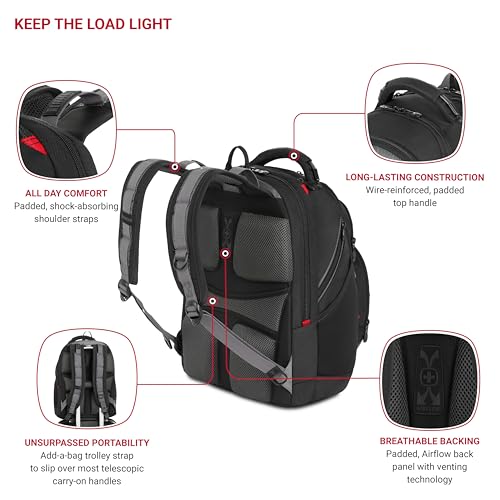 Wenger Synergy Laptop Backpack, Fits 16 Inch Laptop, Men's and Women's Laptop Bag, Black/Grey - Image 4