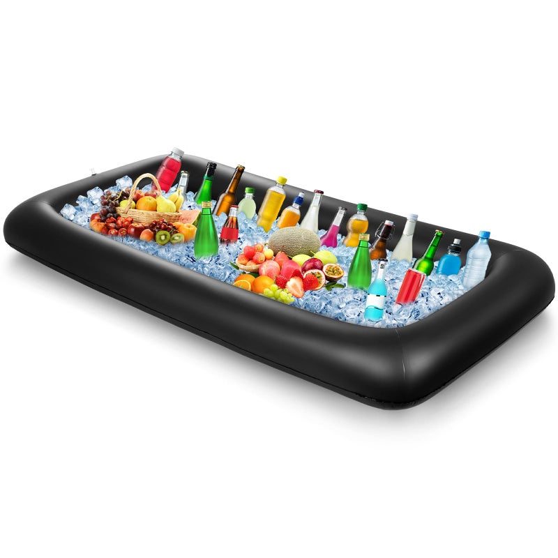 Leitee Inflatable Serving Bar with Drain Plug 52 x 24 x 5 Inflatable Ice Serving Buffet Bar for Party Food Cooler Buffet DrinkBlackBasic Style