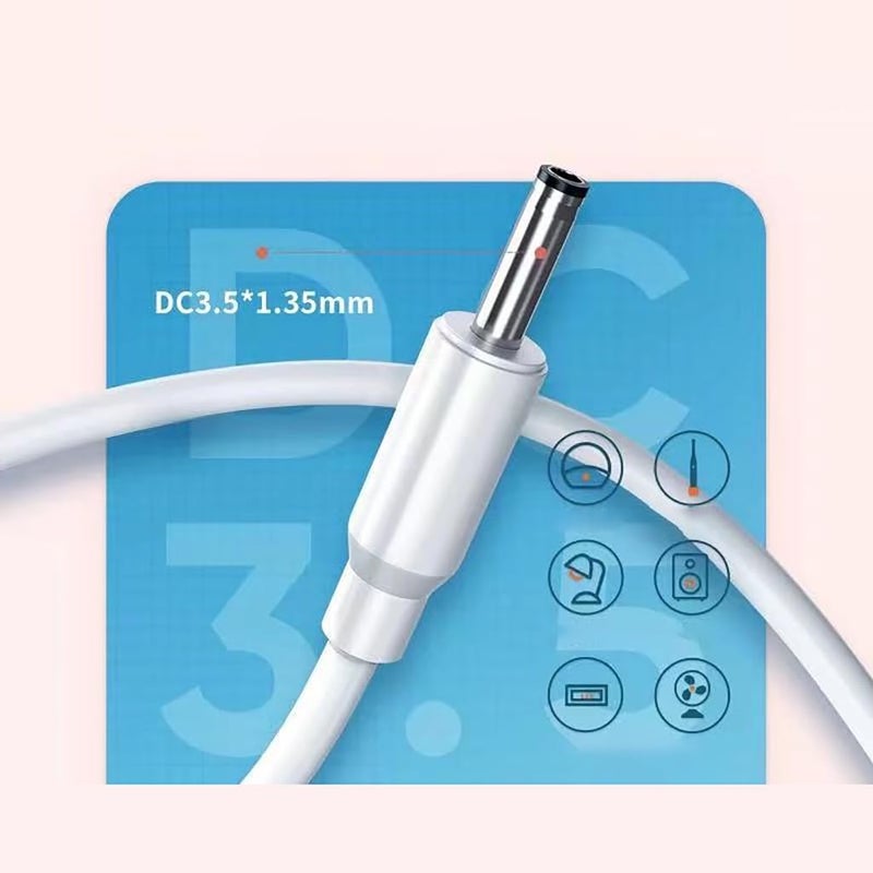 USB إلى DC 3.5x1.35mm سلك تمديد الطاقة 25سم كابل شحن 5V للمروحة الصغيرة - Image 5