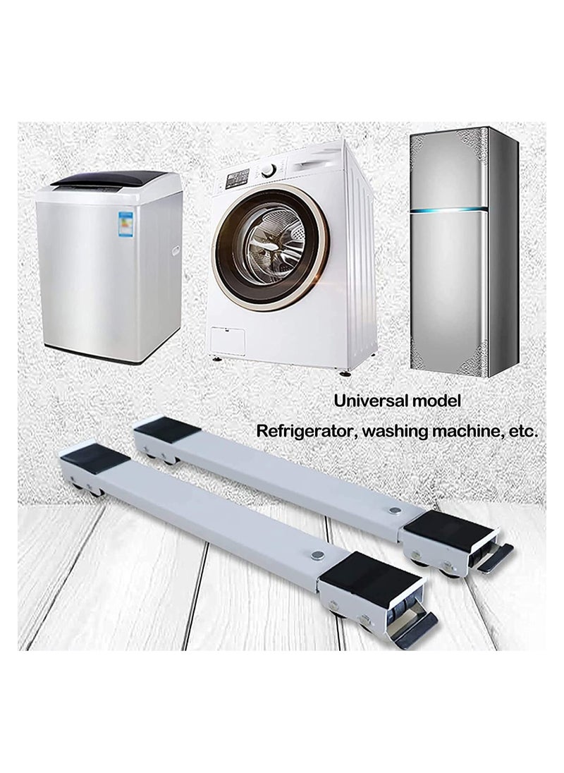 ELTRAZONE - 2 Pieces Adjustable Washing Machine Pedestals Frame ， Drum Washing Machine Refrigerator Mobile Base, Multifunction Washing Machine Base Stand Movably Adjustable - Image 1