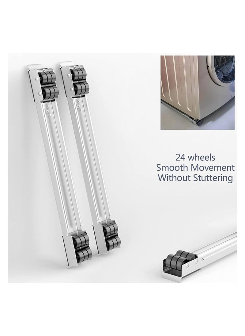 ELTRAZONE - 2 Pieces Adjustable Washing Machine Pedestals Frame ， Drum Washing Machine Refrigerator Mobile Base, Multifunction Washing Machine Base Stand Movably Adjustable - Image 1