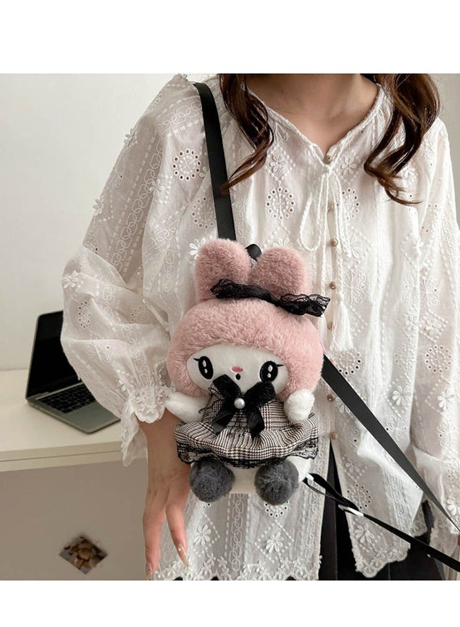 حقيبة دمية ميلودي الجديدة على شكل فيونكة من القطيفة على ظهره وحقيبة كروس وحقيبة يد للأطفال - Image 3