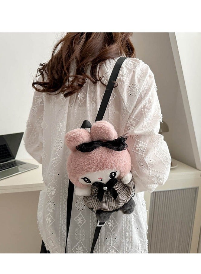 حقيبة دمية ميلودي الجديدة على شكل فيونكة من القطيفة على ظهره وحقيبة كروس وحقيبة يد للأطفال - Image 2