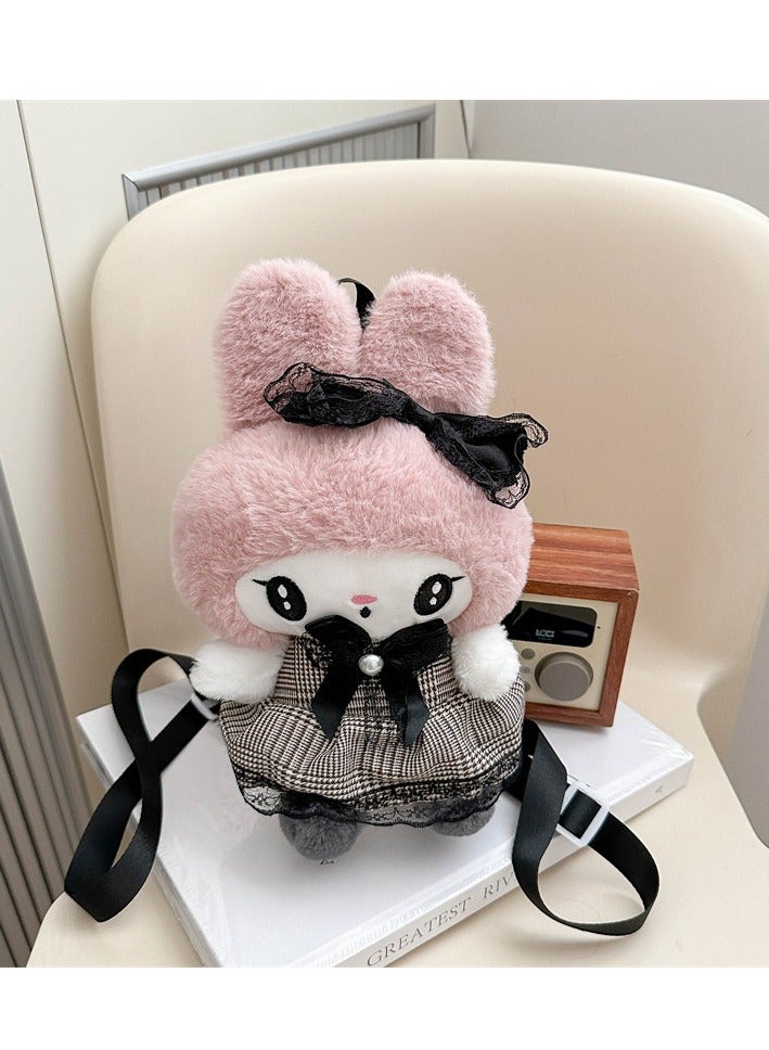 حقيبة دمية ميلودي الجديدة على شكل فيونكة من القطيفة على ظهره وحقيبة كروس وحقيبة يد للأطفال - Image 1