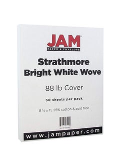JAM Paper JAM PAPER Strathmore 88lb Cardstock - 8.5 x 11 Coverstock - 237 gsm - Bright White Wove - 25% cotton - 50 Sheets/Pack  - Image 2