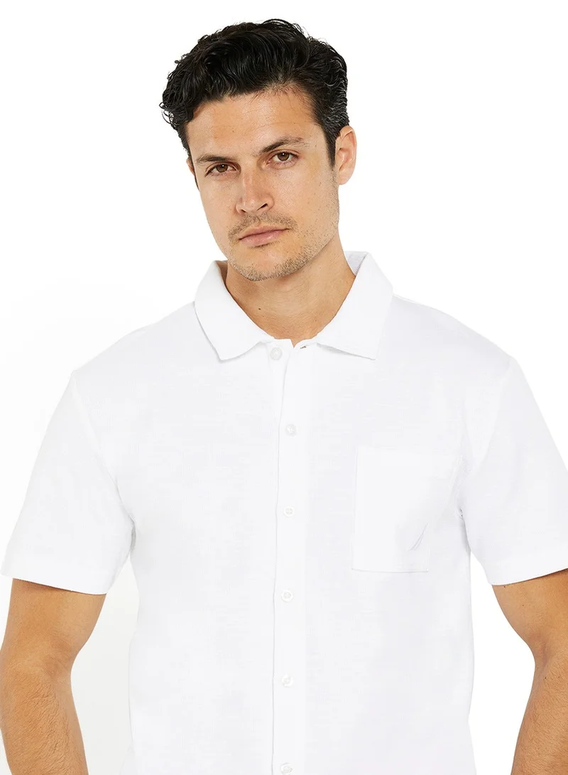 NAUTICA white Regular Fit Premium Cotton Logo Shirt for Men | Best Price UAE