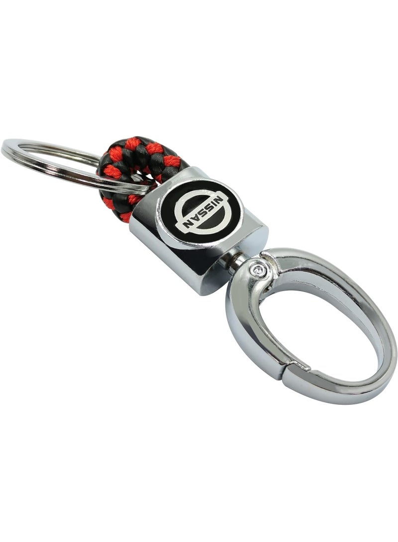 نيسان سلسلة مفاتيح بمشبك مخلب جراد البحر، سلسلة مفاتيح للسيارة تحمل شعار نيسان - Image 1