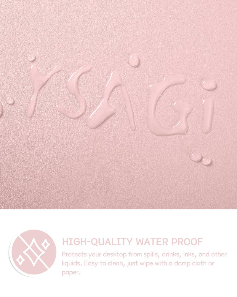 YSAGi Non-Slip Leather Desk Pad, Waterproof Laptop Computer Desk Keyboard Mat, Table Protector Blotter Mat, Large Mouse Pad for Office/Work/Home/Decor(Pink, 23.6" x 13.7") - Image 3