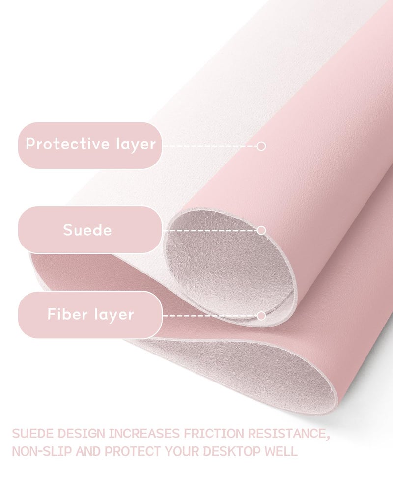 YSAGi Non-Slip Leather Desk Pad, Waterproof Laptop Computer Desk Keyboard Mat, Table Protector Blotter Mat, Large Mouse Pad for Office/Work/Home/Decor(Pink, 23.6" x 13.7") - Image 2