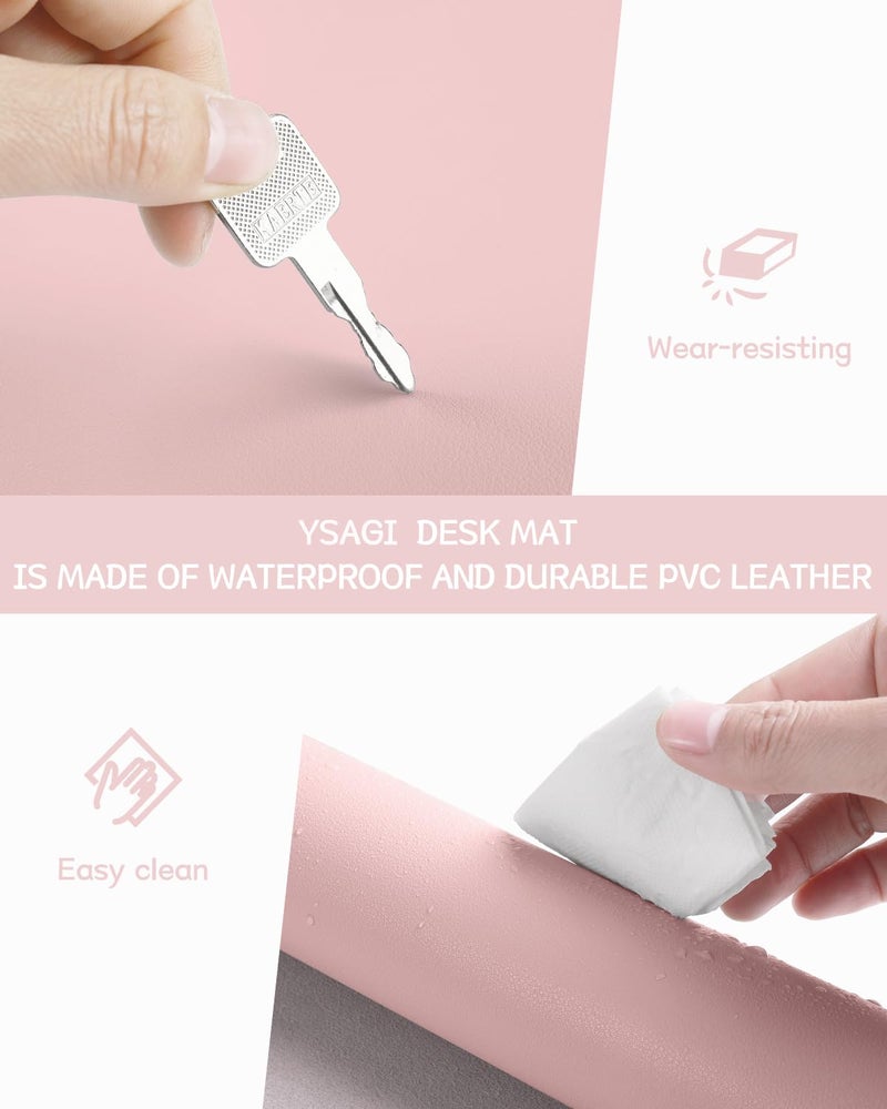 YSAGi Non-Slip Leather Desk Pad, Waterproof Laptop Computer Desk Keyboard Mat, Table Protector Blotter Mat, Large Mouse Pad for Office/Work/Home/Decor(Pink, 23.6" x 13.7") - Image 4