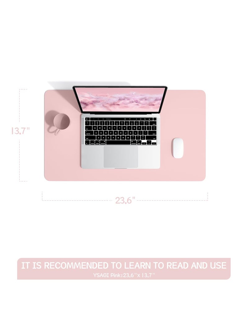 YSAGi Non-Slip Leather Desk Pad, Waterproof Laptop Computer Desk Keyboard Mat, Table Protector Blotter Mat, Large Mouse Pad for Office/Work/Home/Decor(Pink, 23.6" x 13.7") - Image 5