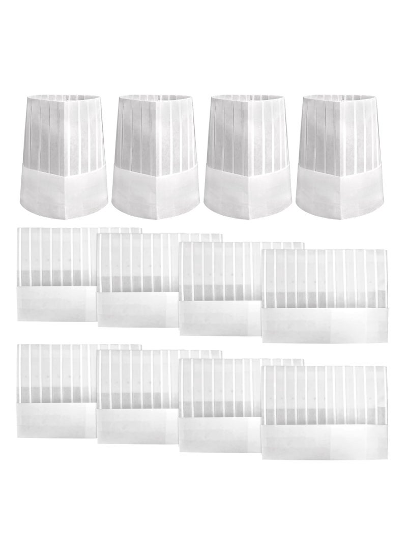 Excefore قبعة شيف، 12 قبعة شيف ورقية، 9" قبعة شيف غير منسوجة للخباز، مطاعم الطعام، مطبخ المنزل، المدرسة، الدروس، معدات تقديم الطعام أو حفلة عيد الميلاد (بيضاء) - Image 1