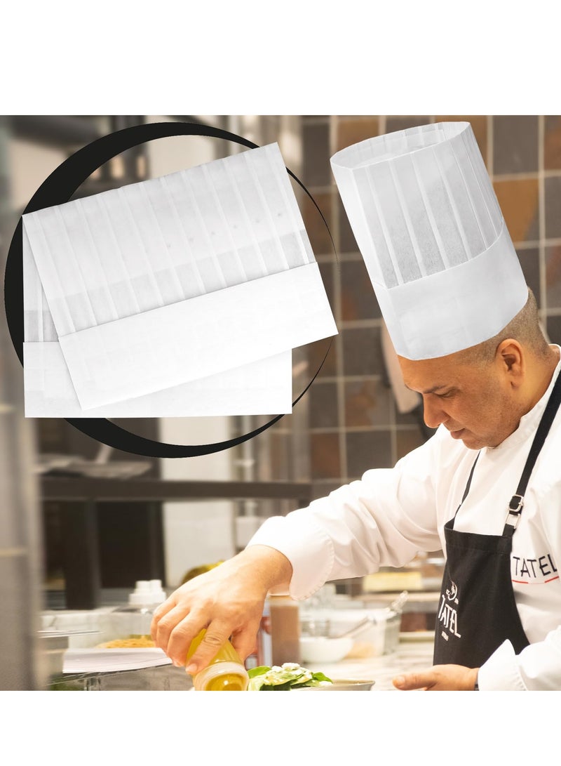 Excefore قبعة شيف، 12 قبعة شيف ورقية، 9" قبعة شيف غير منسوجة للخباز، مطاعم الطعام، مطبخ المنزل، المدرسة، الدروس، معدات تقديم الطعام أو حفلة عيد الميلاد (بيضاء) - Image 2