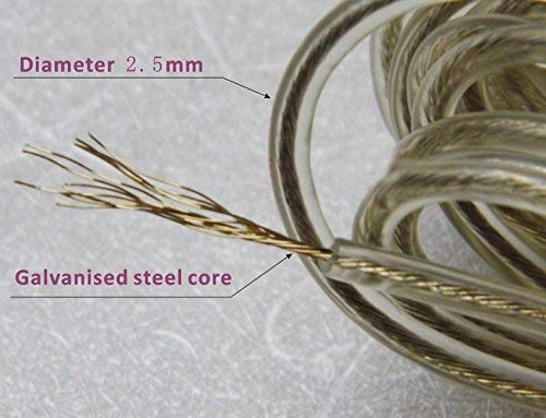 Ivanic خط غسيل ملابس من حبل فولاذي مطلي بـ PVC بطول 10 متر مع 2 خطاف بلاستيكي - Image 5