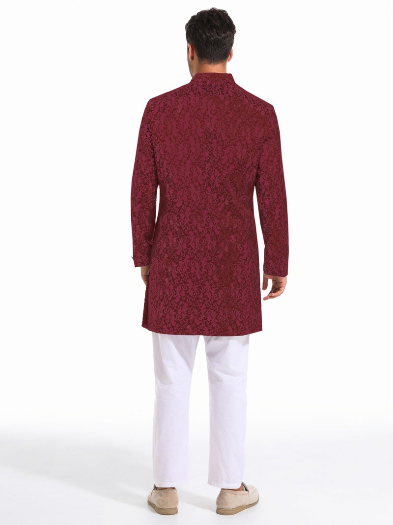 Runcati Mens Kurta Sherwani Coats Kaftan Indian Ethnic Royal Suits Mandarin Collar Wedding Festive Party Blazer - Image 3