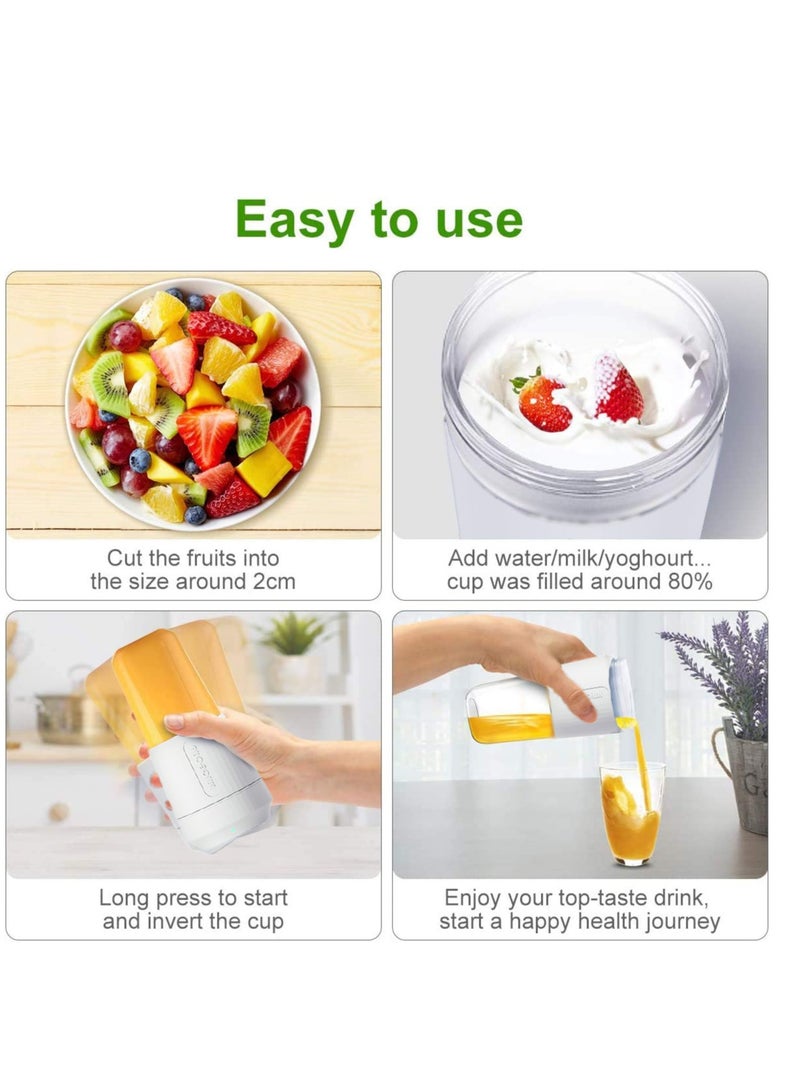 SYOSI Mini Portable Blender Personal Blender 350ml Smoothie Shake Maker Fruit Juice Cup with Four Blades Handheld Juicer Machine 3000mAh Rechargeable 24000rpmormin for HomeorOffice - Image 5