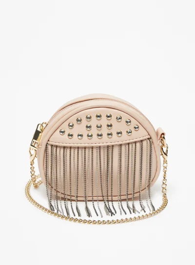 فلورا بيلا Studded Crossbody Bag with Metallic Tassels and Chain Strap