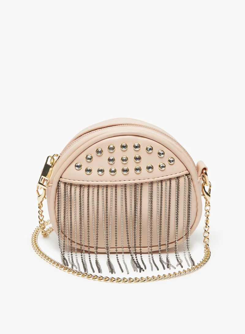 فلورا بيلا Studded Crossbody Bag with Metallic Tassels and Chain Strap
