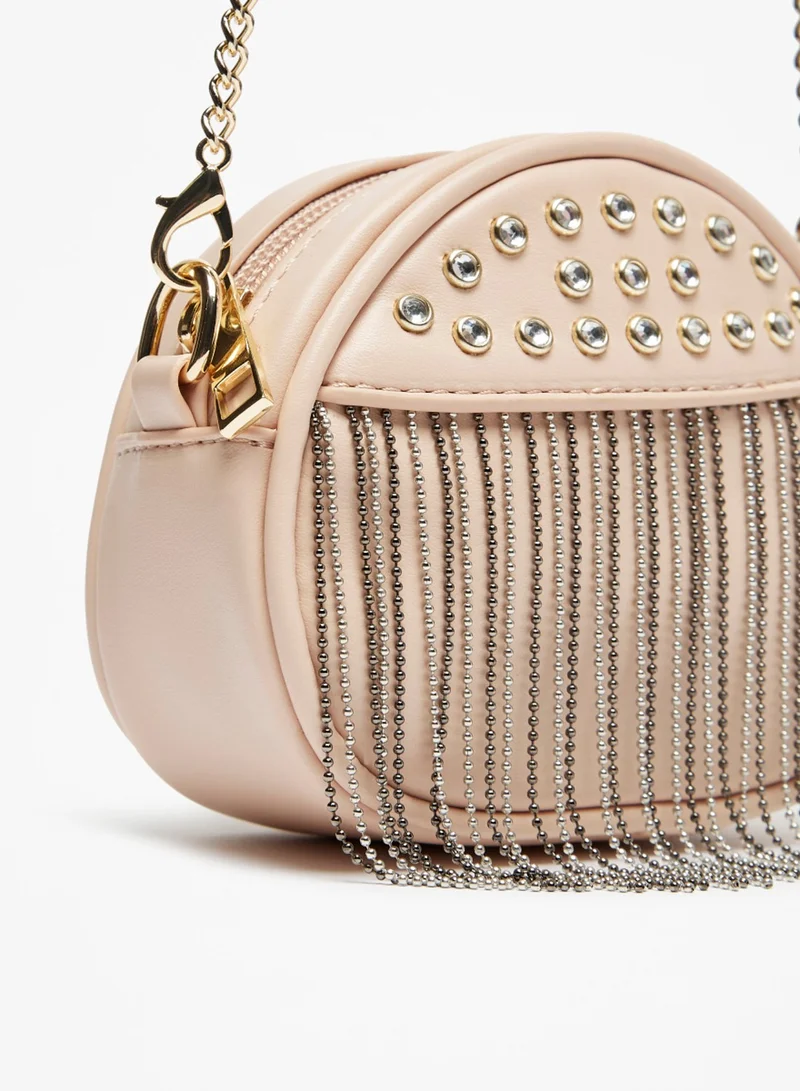 فلورا بيلا Studded Crossbody Bag with Metallic Tassels and Chain Strap