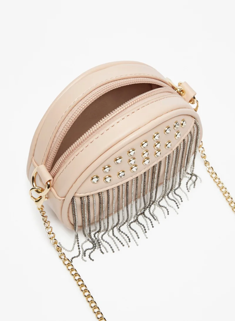 فلورا بيلا Studded Crossbody Bag with Metallic Tassels and Chain Strap