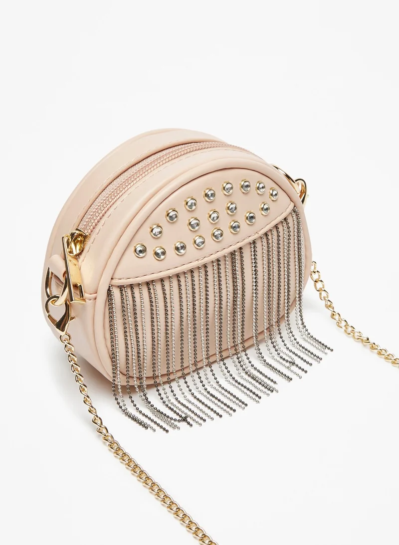 فلورا بيلا Studded Crossbody Bag with Metallic Tassels and Chain Strap