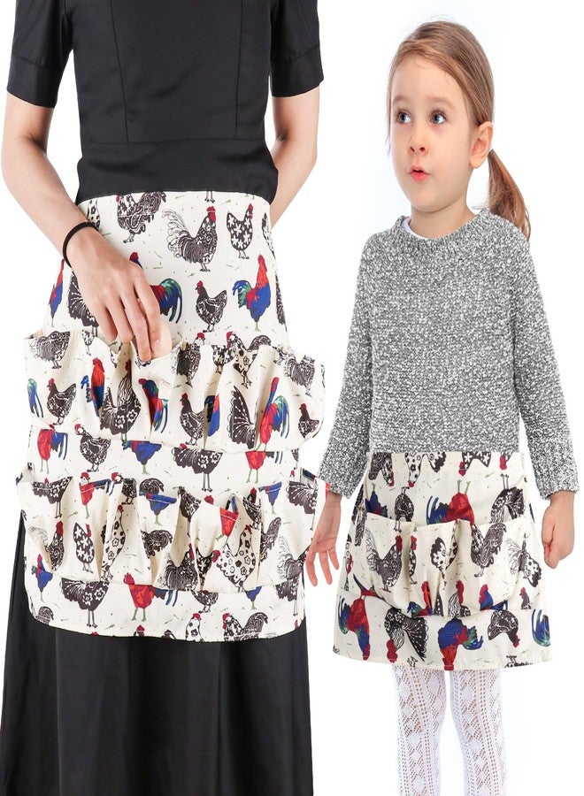 Hossmily 2 Pack Egg Apron, Egg Collecting Apron for Chicken Duck Goose Eggs, Chicken Egg Apron for Housewife Farmhouse Kitchen Restaurant Parent-Child Activities, Adult 12 Pockets &Child 3 Pockets - Image 1