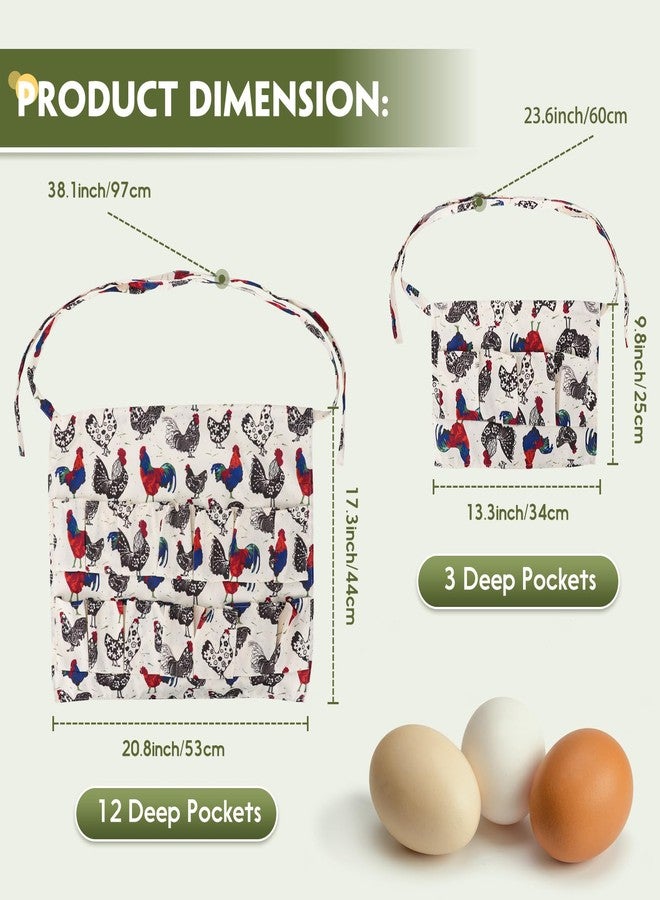 Hossmily 2 Pack Egg Apron, Egg Collecting Apron for Chicken Duck Goose Eggs, Chicken Egg Apron for Housewife Farmhouse Kitchen Restaurant Parent-Child Activities, Adult 12 Pockets &Child 3 Pockets - Image 4