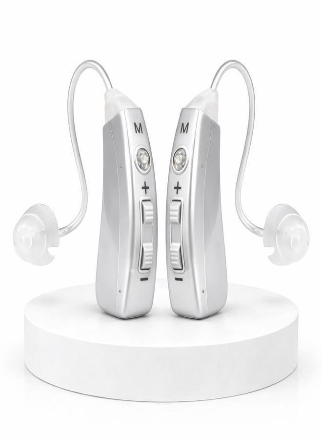 HP Sound Plus Rechargeable Open Fit Hearing Aid for Adults & Seniors | Noise Reduction Behind The Ear (BTE) Sound Amplifier | Adjustable Volume | USB Charging | Beige (3 Month Warranty, Both Ear) - Image 1