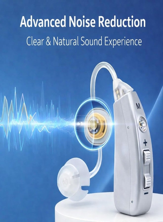 HP Sound Plus Rechargeable Open Fit Hearing Aid for Adults & Seniors | Noise Reduction Behind The Ear (BTE) Sound Amplifier | Adjustable Volume | USB Charging | Beige (3 Month Warranty, Both Ear) - Image 2