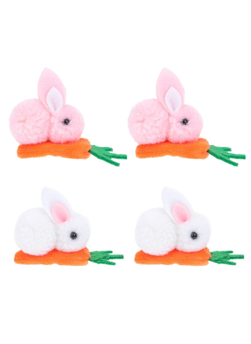 Beaupretty Beaupretty Girl Hair Clips 4pcs Girl Hair Clips Cartoon Plush Rabbit Barrettes with Carrot Hairpins Hair Accessories for Daily and Parties Wearing Stuffed Rabbit Plush 