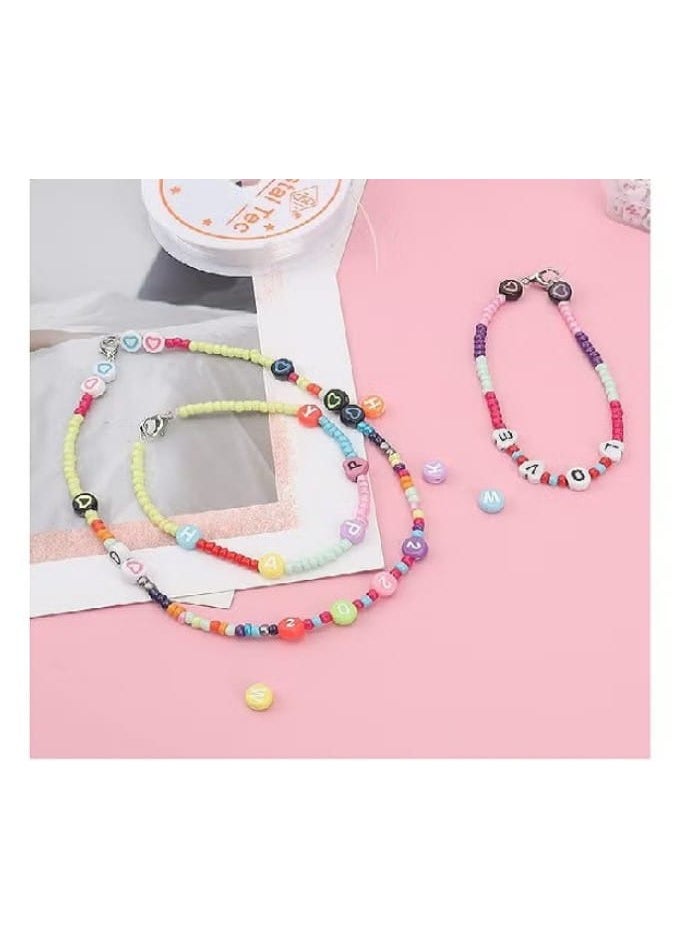 Generic Glass Beads, 24 Slot Multicolor Baking Paint Beads Set Glass Beads Box Alphabet Pattern Beads for DIY Bracelets and Necklace  - Image 5