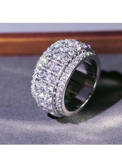 Hip Hop Glitter Half Band Ring Unisex Q220 White Gold